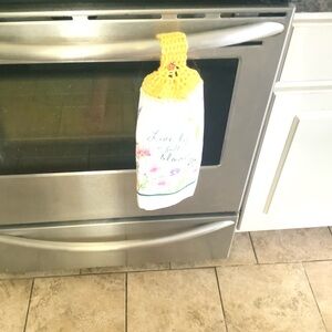 Yellow and White Kitchen Towel